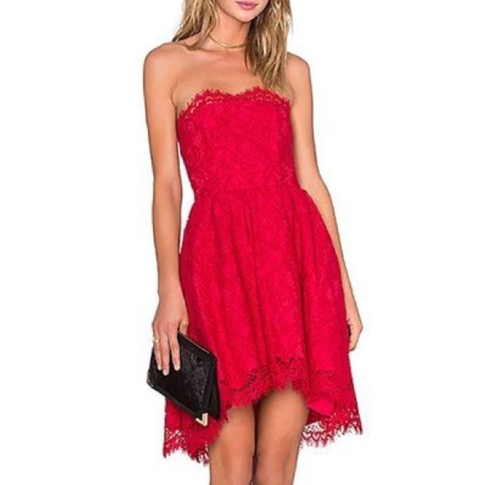 Revolve X by NBD Isabelle Strapless Red Lace Dress Size 4